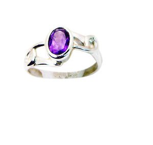 attractive Amethyst Silver Purple Ring handcrafted L-1in US 5,6,7,8