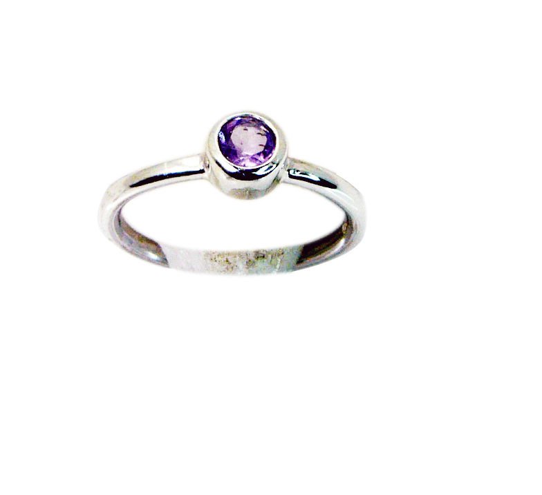 dishy Amethyst Silver Purple Ring handmade  L-1in US 5,6,7,8