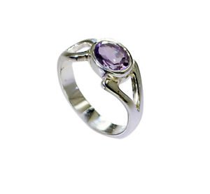 goodly Amethyst Silver Purple Ring indian L-1in US 5,6,7,8