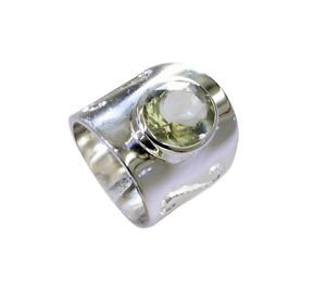 aesthetic Green Amethyst Silver Green Ring jewelry L-1in US 5,6,7,8