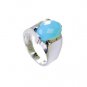 attractive Blue Chalcedony Silver Blue Ring supply L-1in US 5,6,7,8