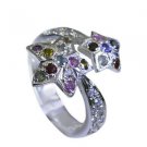 graceful Tourmaline Silver Multi Ring jewellery L-1in US 5,6,7,8