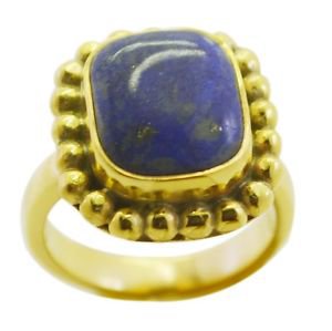 admirable Lapis Lazuli Gold Plated Blue Ring gemstone L-1in US 5,6,7,8