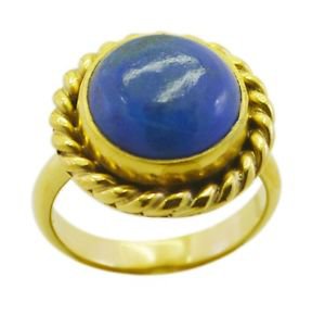 adorable Lapis Lazuli Gold Plated Blue Ring gemstones L-1in US 5,6,7,8