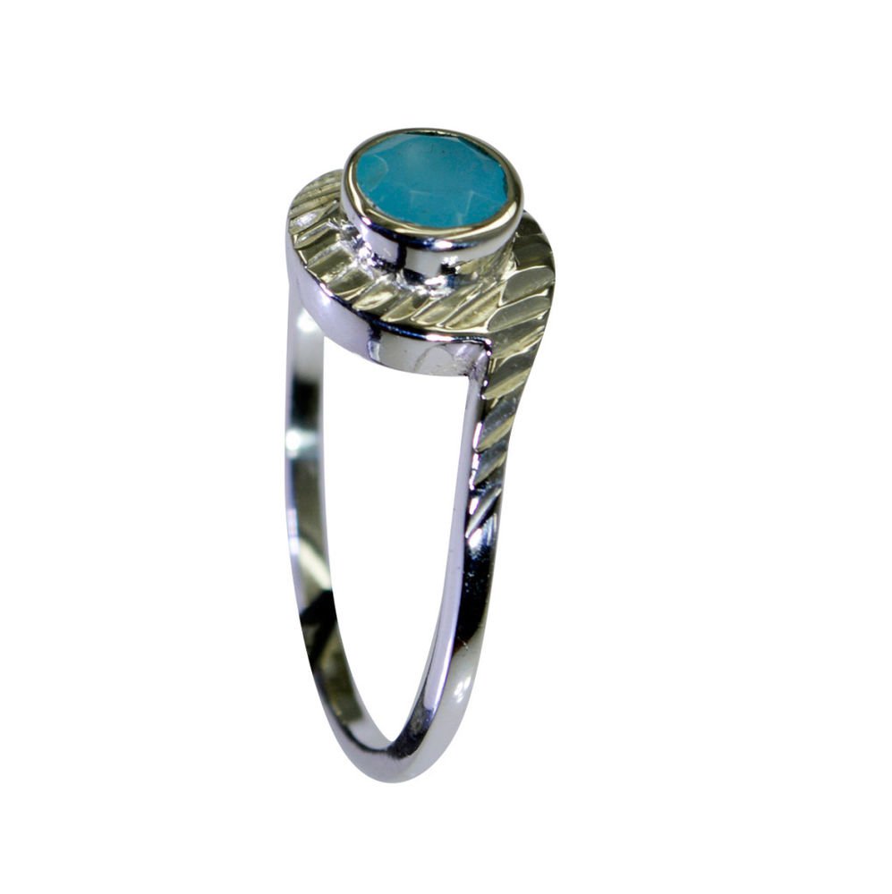 cute Aqua Chalcedony Silver Blue Ring wholesale L-1in US 5,6,7,8