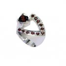 flashy Garnet Silver Red Ring gemstones L-1in US 5,6,7,8