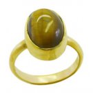 bonnie Tiger Eye Gold Plated Brown Ring handcrafted L-1in US 5,6,7,8