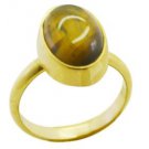 captivating Tiger Eye Gold Plated Brown Ring jaipur L-1in US 5,6,7,8