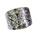 pretty Green Amethyst Silver Green Ring indian L-1in US 5,6,7,8