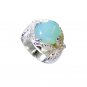 dishy Blue Chalcedony Silver Blue Ring supplies L-1in US 5,6,7,8