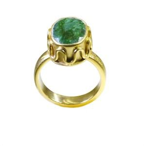 beauteous Indian Emerald Gold Plated Green Ring jewellery L-1in US 5,6,7,8