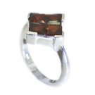 shapely Garnet 925 Sterling  Red Ring handcrafted L-1in US 5,6,7,8