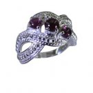 resplendent Garnet 925 Sterling Silver Red Ring handmade  L-1in US 5,6,7,8