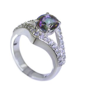 grand Mystic Quartz Silver Multi Ring exporter L-1in US 5,6,7,8