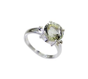 glossy Green Amethyst Silver Green Ring exporter L-1in US 5,6,7,8