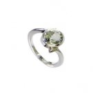 good Green Amethyst Silver Green Ring Designer L-1in US 5,6,7,8