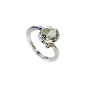 good Green Amethyst Silver Green Ring Designer L-1in US 5,6,7,8