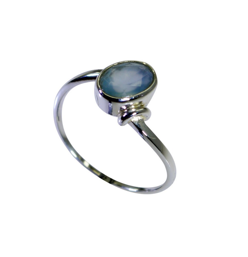 appealing Aqua Chalcedony Silver Blue Ring Designer L-1in US 5,6,7,8