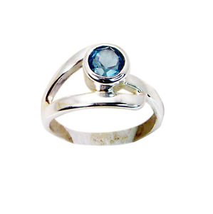 radiant Blue Topaz Silver Blue Ring india  L-1in US 5,6,7,8