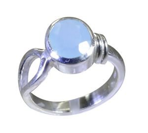 graceful Blue chalcedony 925 Sterling Silver Blue Ring gemstone L-1in US 5,6,7,8