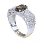 slightly Smoky Quartz 925 Sterling Silver Brown Ring supplies L-1in US 5,6,7,8