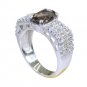 slightly Smoky Quartz 925 Sterling Silver Brown Ring supplies L-1in US 5,6,7,8
