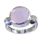 radiant Rose Quartz 925 Sterling Silver Pink Ring Designer L-1in US 5,6,7,8