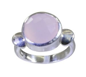 radiant Rose Quartz 925 Sterling Silver Pink Ring Designer L-1in US 5,6,7,8