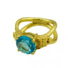 adorable Blue Topaz CZ Copper Blue Ring supplies L-1in US 5,6,7,8