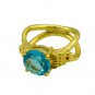 adorable Blue Topaz CZ Copper Blue Ring supplies L-1in US 5,6,7,8