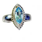 statuesque Blue Topaz Silver Blue Ring india  L-1in US 5,6,7,8