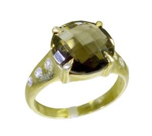 taking Smoky Quartz 925 Sterling Silver Brown Ring handcrafted L-1in US 5,6,7,8
