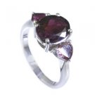 comely Tourmaline Silver Multi Ring handmade  L-1in US 5,6,7,8