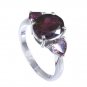 comely Tourmaline Silver Multi Ring handmade  L-1in US 5,6,7,8