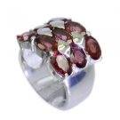 delicate Garnet Silver Red Ring jaipur L-1in US 5,6,7,8