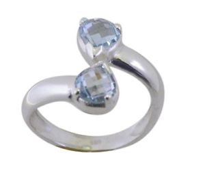 well-formed Blue Topaz 925 Sterling Silver Blue Ring wholesales L-1in US 5,6,7,8
