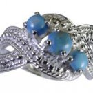 chocolate-box Turquoise 925 Sterling Silver Multi Ring handcrafted L-1in US 5,6,