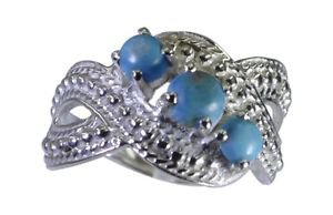chocolate-box Turquoise 925 Sterling Silver Multi Ring handcrafted L-1in US 5,6,