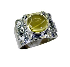 bewitching Lemon Quartz Silver Yellow Ring supplies L-1in US 5,6,7,8