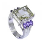 superb Green Amethyst Silver Green Ring handmade  L-1in US 5,6,7,8