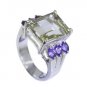 superb Green Amethyst Silver Green Ring handmade  L-1in US 5,6,7,8