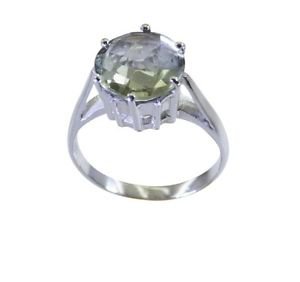 presentable green Amethyst 925 Sterling Silver Green Ring jaipur L-1in US 5,6,7,