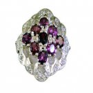 pulchritudinous Garnet Silver Red Ring exporter L-1in US 5,6,7,8