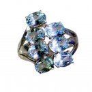 seductive Blue Topaz Silver Blue Ring gemstone L-1in US 5,6,7,8