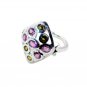 symmetrical Tourmaline Silver Multi Ring india  L-1in US 5,6,7,8