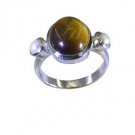 cute Tiger eye 925 Sterling  Brown Ring jewelry L-1in US 5,6,7,8