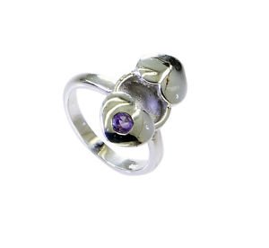 luscious Amethyst Silver Purple Ring handmade  L-1in US 5,6,7,8