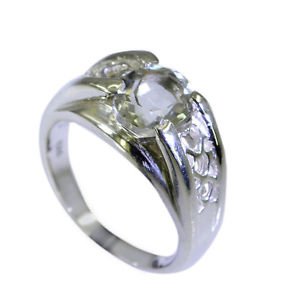 statuesque Green Amethyst Silver Green Ring handmade  L-1in US 5,6,7,8
