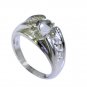 statuesque Green Amethyst Silver Green Ring handmade  L-1in US 5,6,7,8