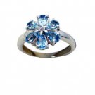 well-formed Blue Topaz Silver Blue Ring jewelry L-1in US 5,6,7,8